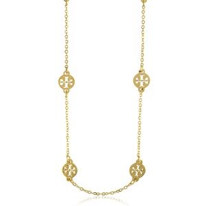 Tory Burch gold long logo necklace